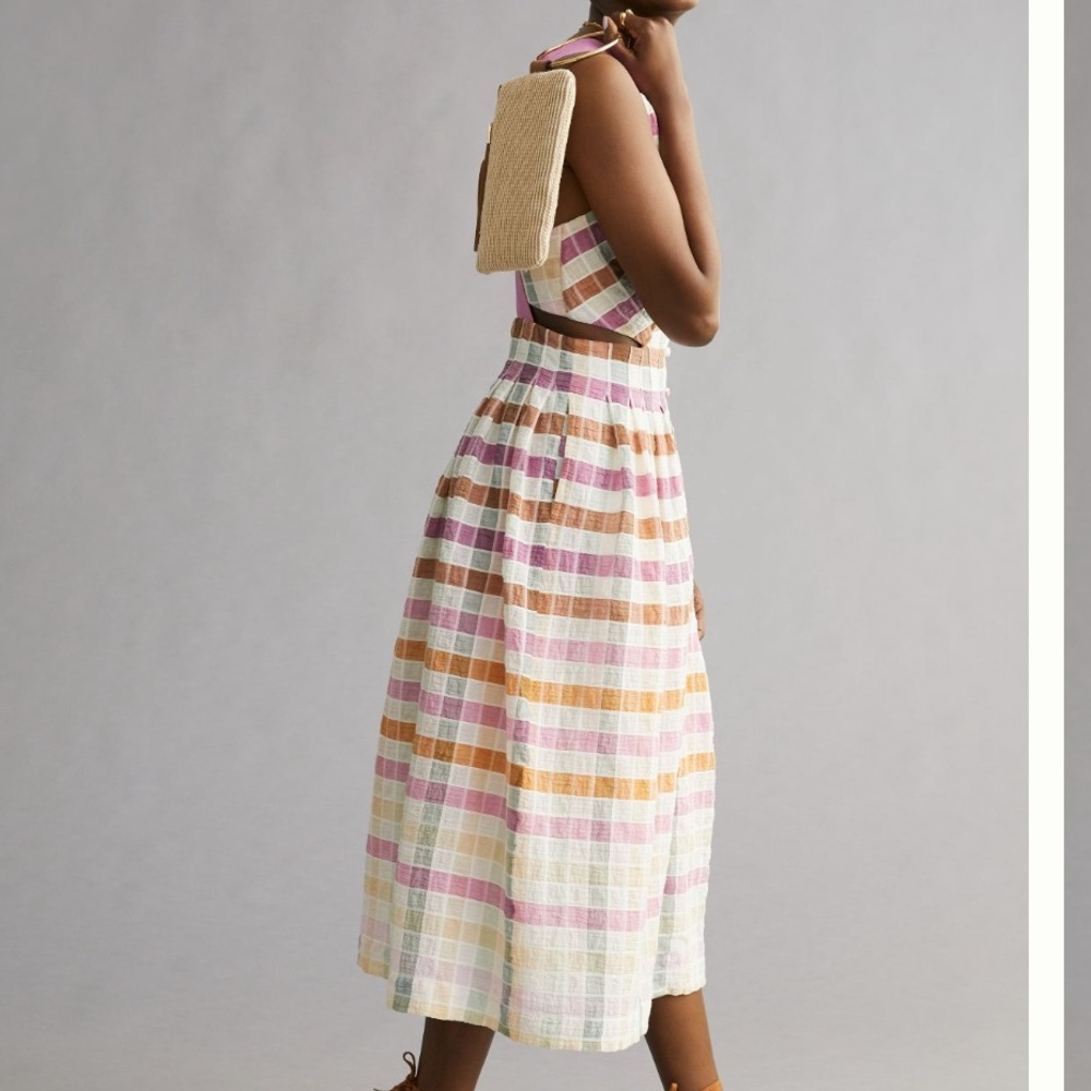 Anthropologie Maeve ombré plaid midi sundress